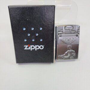 2007 Billiards Pool Player 8 Ball Surprise Emblem Chrome Zippo Lighter UNFIRED